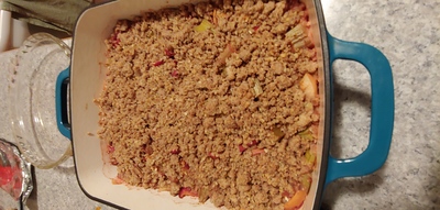 Top with cream, ice cream, custard, your choice